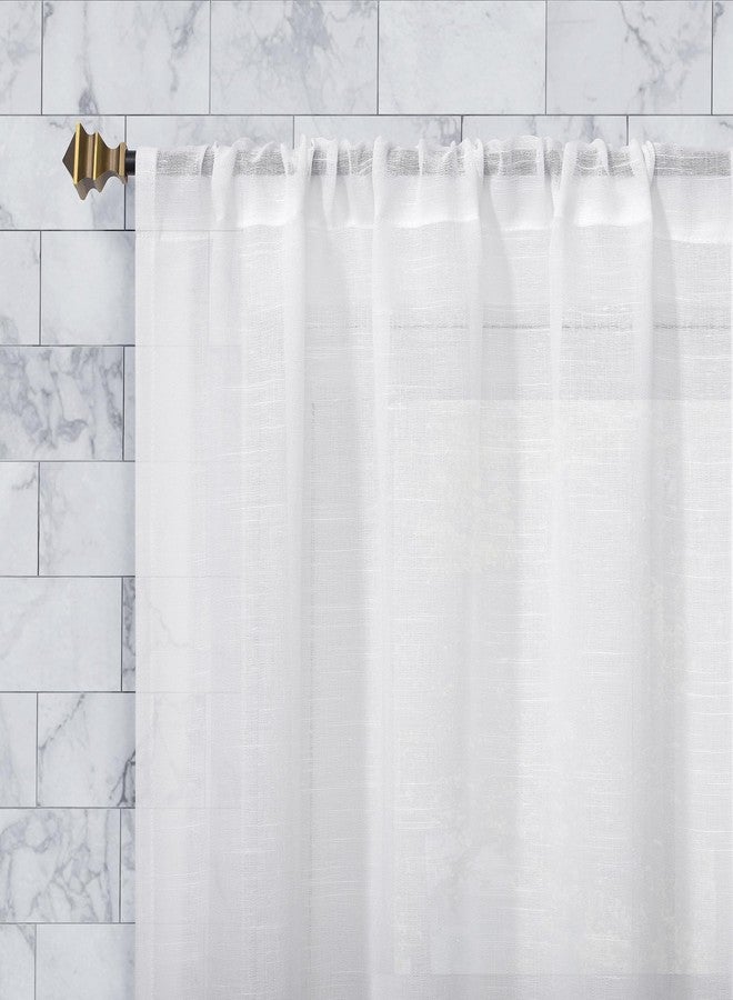 Archaeo Slub Textured Linen Blend Cafe Curtain Pair, 56" x 36", White - Image 2